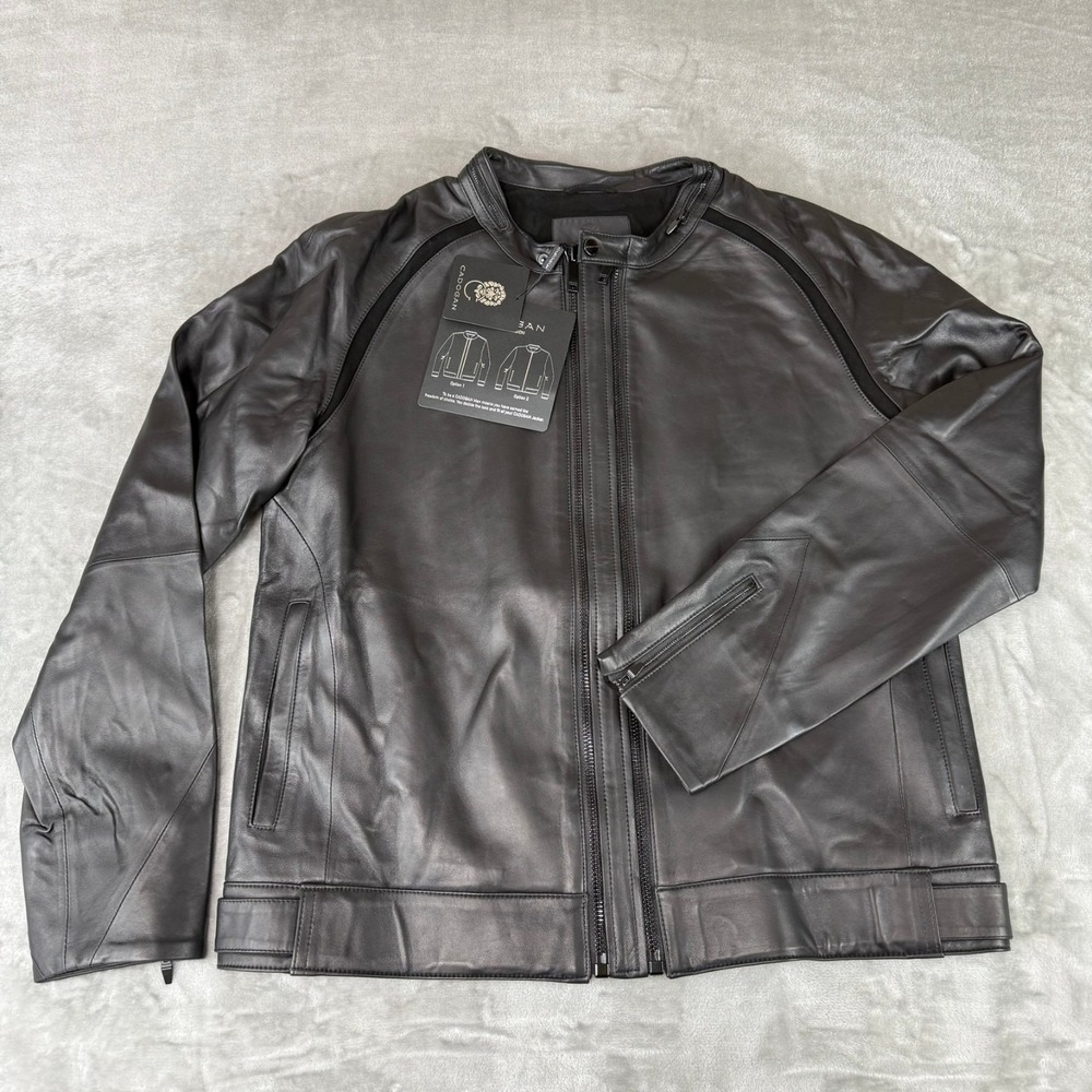Cadogan Maven Leather Jacket Mens XL Black Napa Lambskin w/ Extension New NWT